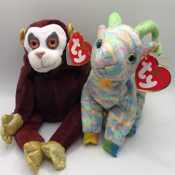Ty Other - 𝅺TY Zodiac Collection Beanie Baby Monkey and Goat NWT